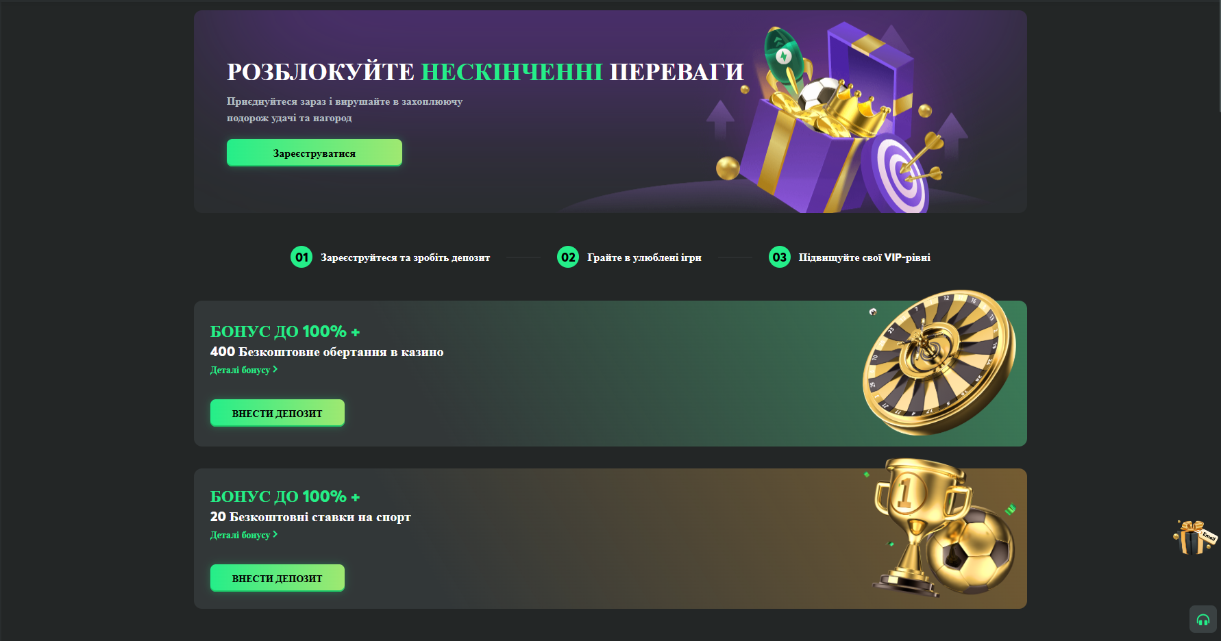 Сторінка з актуальними акціями та бонусами BC.Game